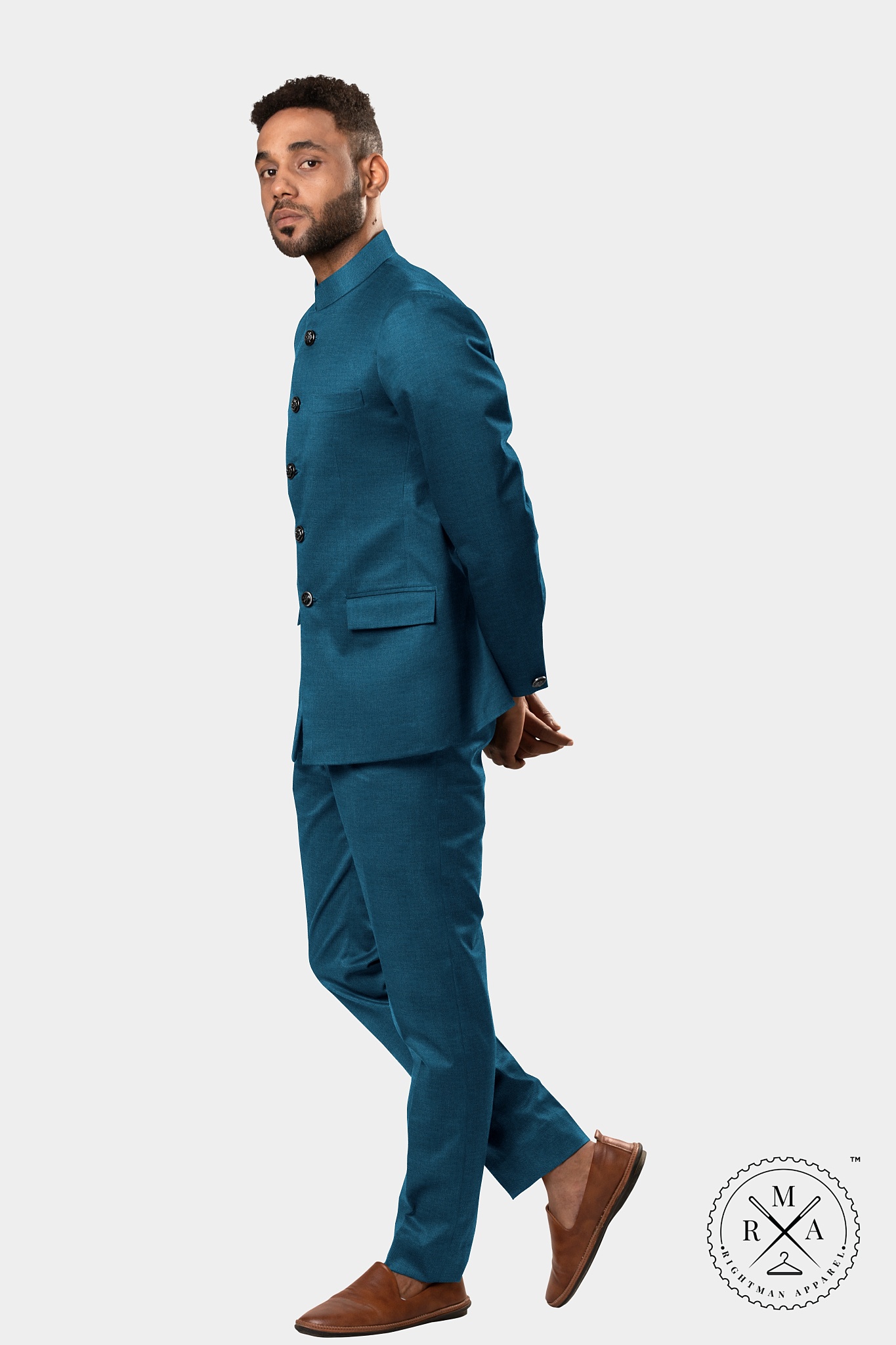 Blue Textured Jodhpuri Suit SU145